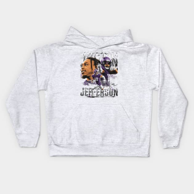 Justin Jefferson Minnesota Vintage Kids Hoodie by danlintonpro